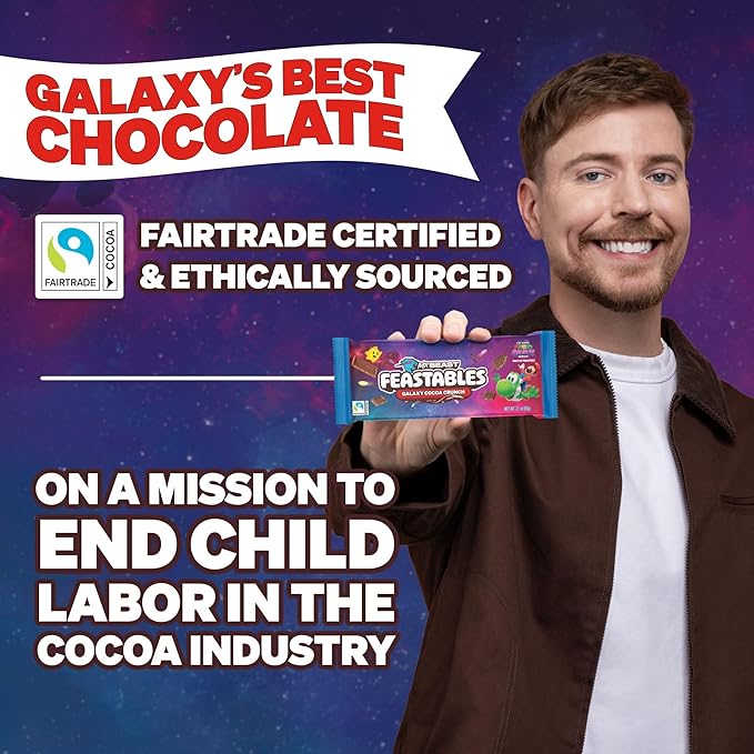 MrBeast Feastables Galaxy Cocoa Crunch Chocolate Bar 10 Count Limited Edition for The Super Mario Galaxy Movie 60g Each