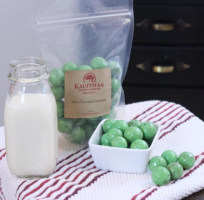 Kauffman Orchards Green Mint Chocolate Malt Balls 14 Ounce Bag