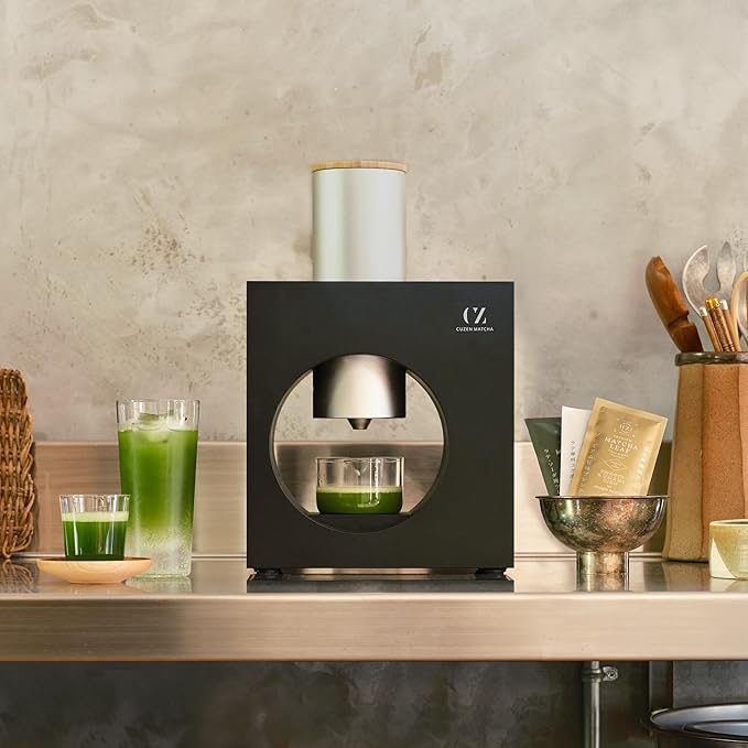 Matcha Maker Starter Kit/Sumi Black - an innovative at-home Matcha Machine that produces freshly ground matcha from organic Japanese tea leaves (Black)