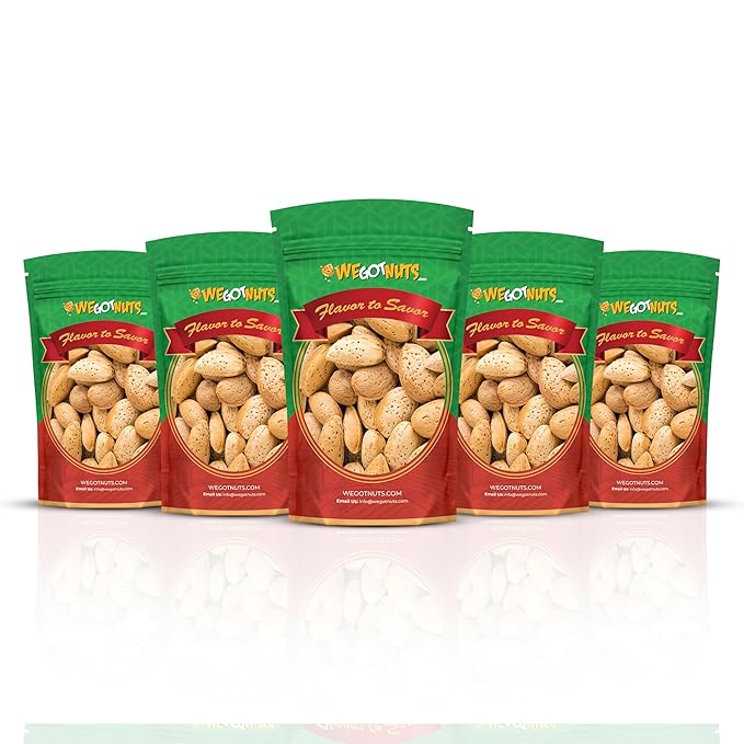 Jumbo California Almonds In Shell – 25 lbs Premium Quality Kosher Raw Almonds By We Got Nuts - Natural &amp Healthy Rich Flavor Snack - Whole&amp Unsalted –