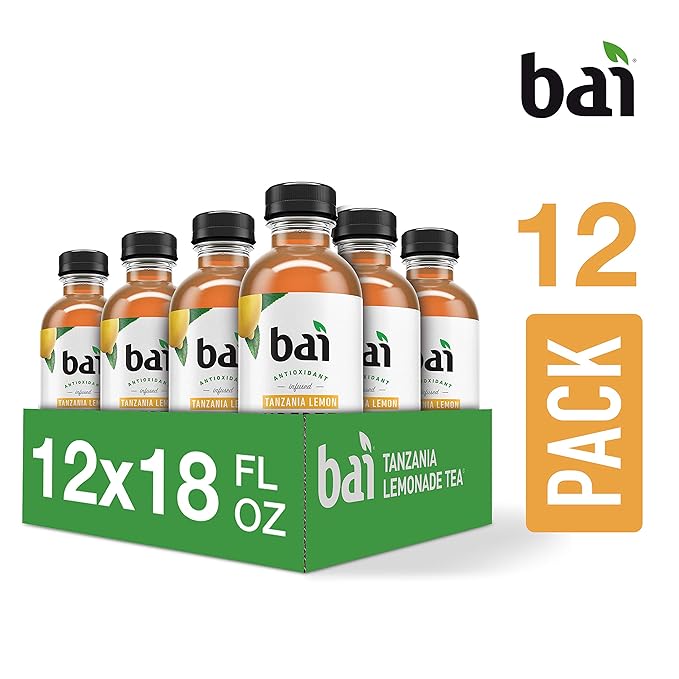 Bai Iced Tea Tanzania Lemon Antioxidant Infused Supertea Crafted with Real Tea (Black Tea White Tea) 18 Fluid Ounce Bottles (Pack of 12)