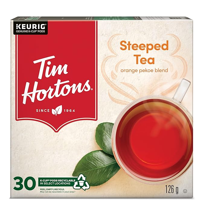 Tim Hortons Steeped Orange Pekoe Tea Black Tea Single Serve Keurig K-Cup Pods 30 Count
