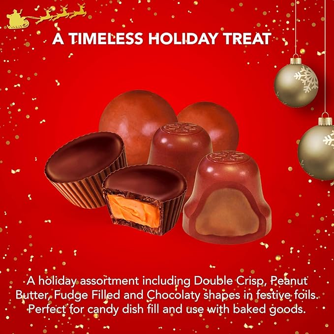 R.M. Palmer Christmas Mix Bulk Bag of Fudge Bells Santa Crisp Kringle's Peanut Butter Cups Chocolaty spheres Holiday Themed Treats Candy and Snacks (2 LB)