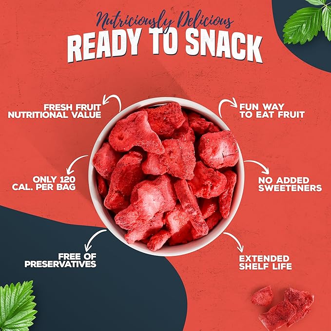 Brewer Outdoor Solutions Freeze Dried Strawberry Slices - Pack of 10 1.2 Oz each - No Sugar Added Bulk Pack of Dehydrated Strawberries Nutritious and Delicious