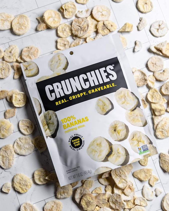 Crunchies Freeze-Dried Fruits 100% All Natural Crispy Fruit Non GMO and Kosher Resealable Freeze Dried Fruit Snack Packs Pack of 6 (Banana)