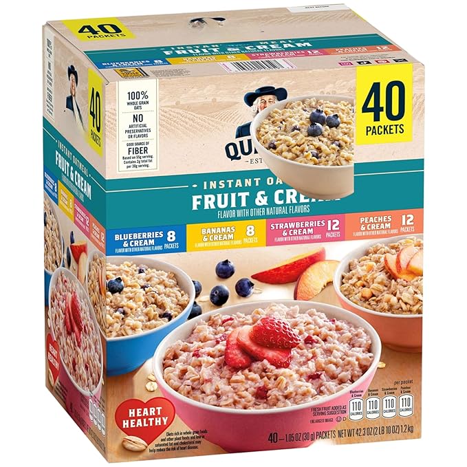 Instant Oatmeal Fruit &amp Cream Variety Pack 1.05 oz Packets 40 Count