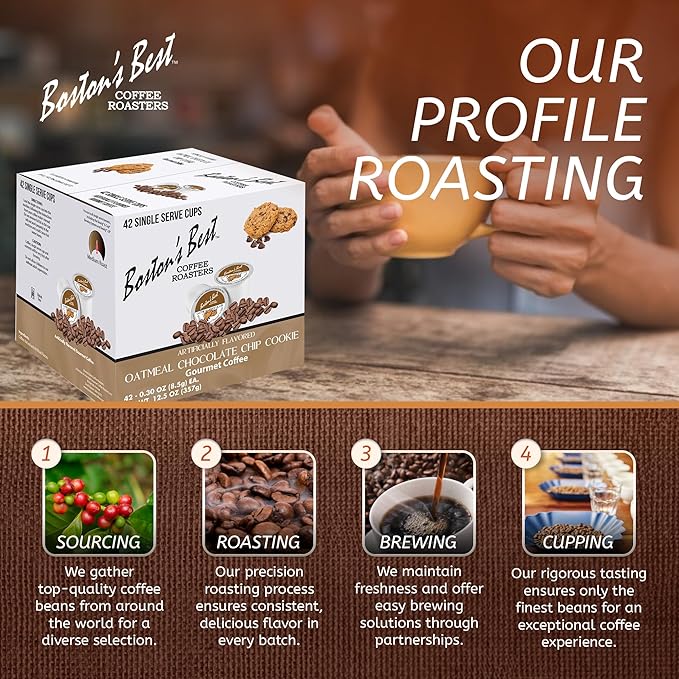 Boston’s Best - Oatmeal Chocolate Chip Cookie Flavored Coffee Blend Dessert Gourmet Compatible with Keurig Coffee Maker 1 Count (42 Single Serve Medium Roast Cups)