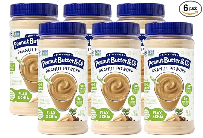 Peanut Butter &amp Co. Flax &amp Chia Peanut Powder Non-GMO Project Verified Gluten Free Vegan 6.5 Ounce Jars (Pack of 6)