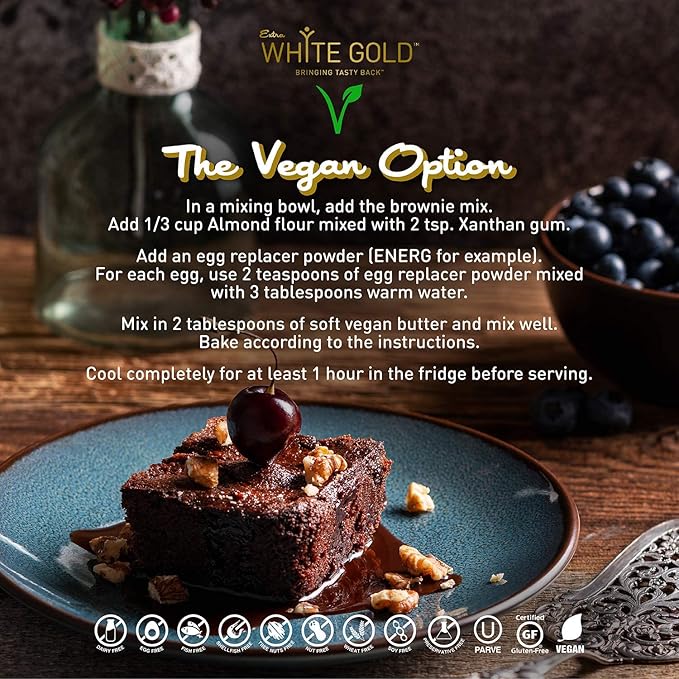 Extra White Gold Brownie Mix – For Baking Cakes Cupcakes Desserts – [Gluten Free] [Nut Free] [Free of the Top 14 Major Allergens] – 14.1 Ounces (2 Pack)