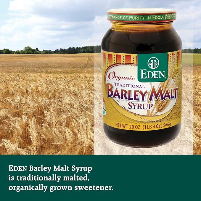 Eden Traditional Organic Barley Malt Syrup Non-GMO USA grown and made Non-Dyastatic 20 oz Glass Jar (3-Pack)