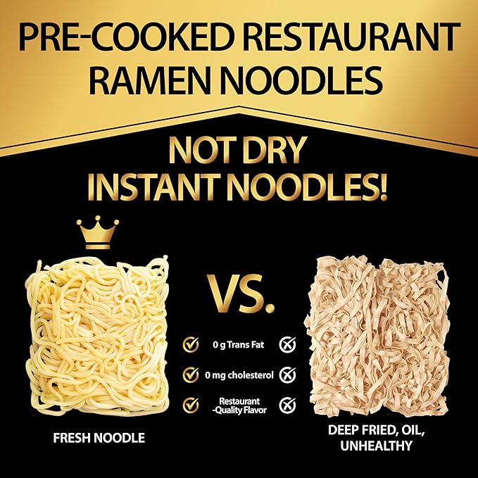 O'scallion Pack of 6 Ramen Noodles - Authentic Japanese Taste - Fresh Pre-Cooked Noodles Rich Soup Base &amp Veggie Pack - Enjoy Restaurant-Style Ramen at Home in Seconds (6 Servings Creamy Garlic