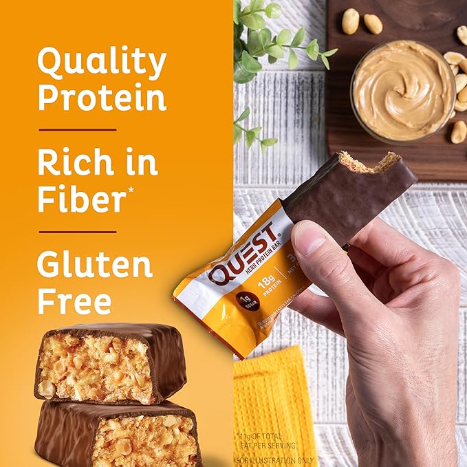 Quest Nutrition Crispy Chocolate Peanut Butter Hero Protein Bar 18g Protein 12 Count and Blueberry Muffin Protein Bars 21g Protein Gluten Free Keto Friendly 12 Count Pack of 1