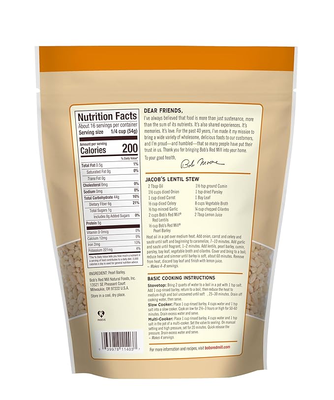 Bob's Red Mill Pearl Barley 30oz (Pack of 4) - Non GMO Vegan Kosher
