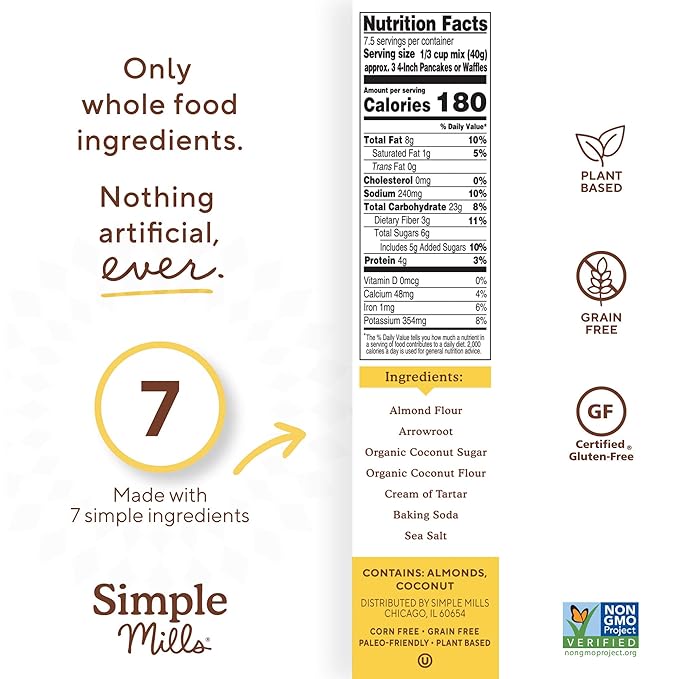 Simple Mills Almond Flour Baking Mixes - Gluten Free Banana Bread Pancake &amp Waffle Mixes (3 Pack)