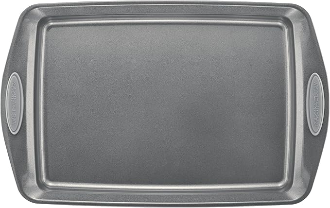 Rachael Ray Nonstick Bakeware Set with Grips Nonstick Cookie Sheets / Baking Sheets - 3 Piece Gray with Sea Salt Gray Grips