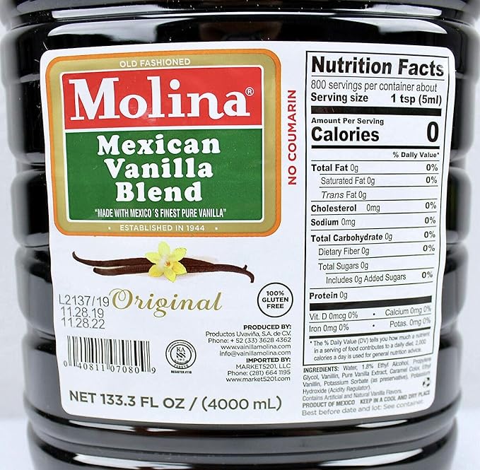 Molina Vanilla - Mexican Vanilla 133.3 FL oz / 4000 ml