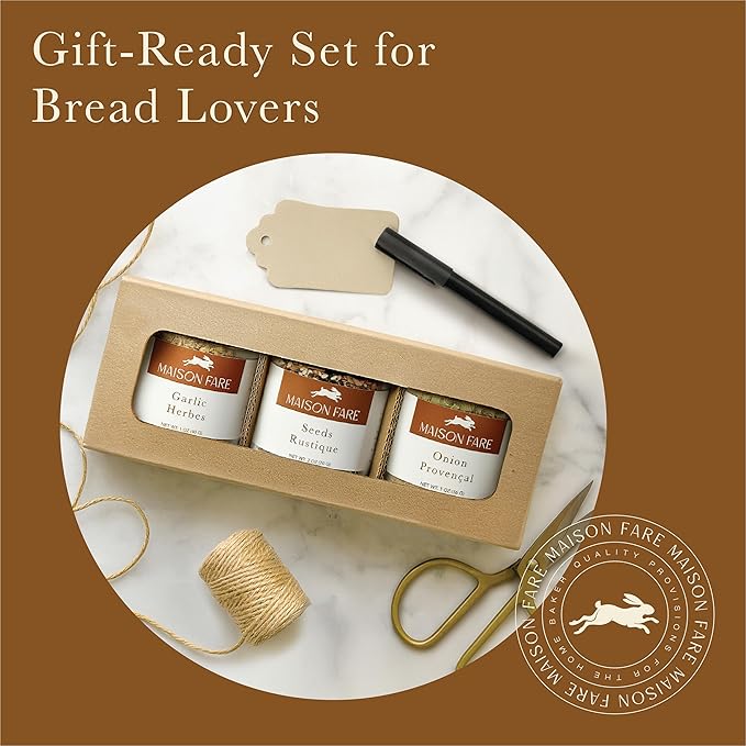 Set of 3 Artisan Bread Seasoning Mixes – Garlic Herbs with Black Garlic Seed Blend and Toasted Onion With Lemon | Seasoning Blends for Bread Dough Dips Dressings Spreads | Gourmet Gift Set