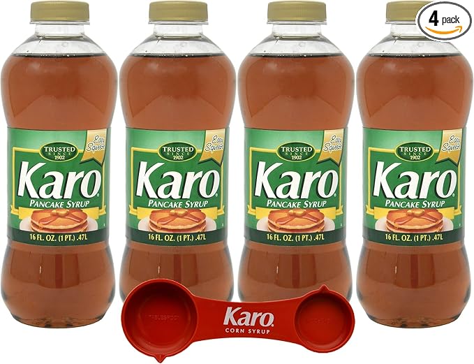 Karo Pancake Syrup 16 fl oz (Pack of 4) with Karo Measuring Spoon