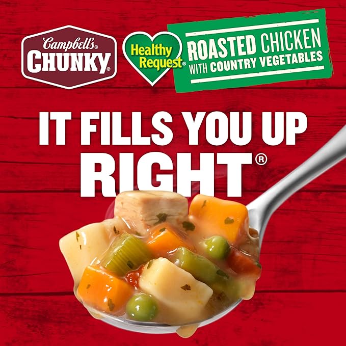 Campbell’s Chunky Healthy Request Soup Roasted Chicken Soup with Country Vegetables 18.8 Oz Can (Pack of 6)