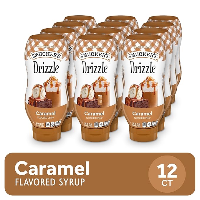 Smucker’s Drizzle Caramel Flavored Syrup 20 Oz. Squeeze Bottles (Pack of 12)