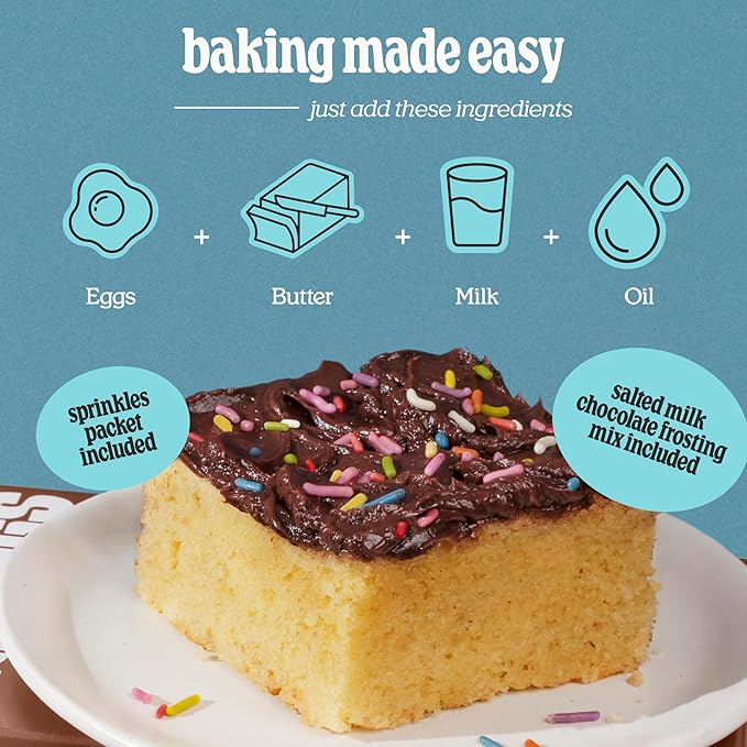 Cravings by Chrissy Teigen Vanilla Birthday Cake &amp Cupcake Mix - Includes Milk Chocolate Frosting &amp Sprinkles - Easy Yellow Cake &amp Cupcake Mix (Pack of 3)