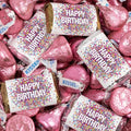 124 Pcs Birthday Candy Party Favors Miniatures Chocolate &amp Pink Kisses (1.52 lbs Approx. 124 Pcs)