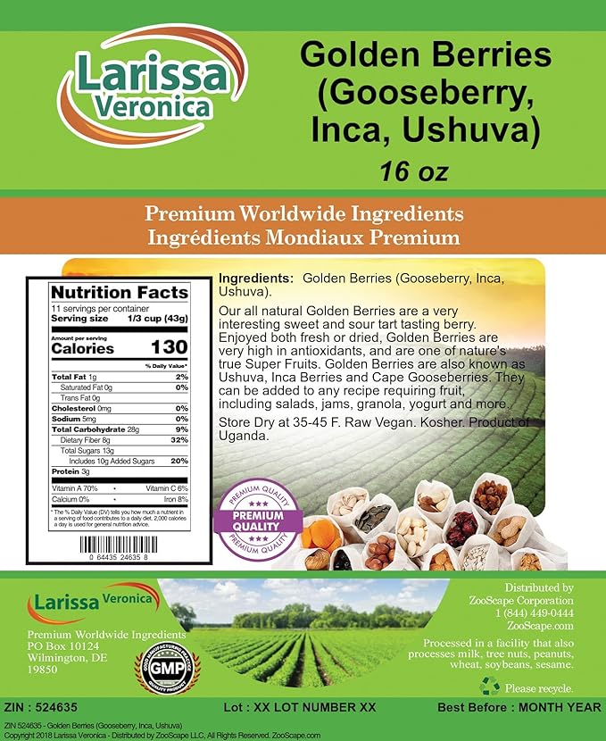 Golden Berries (Gooseberry Inca Ushuva) (16 oz ZIN: 524635) - 3 Pack