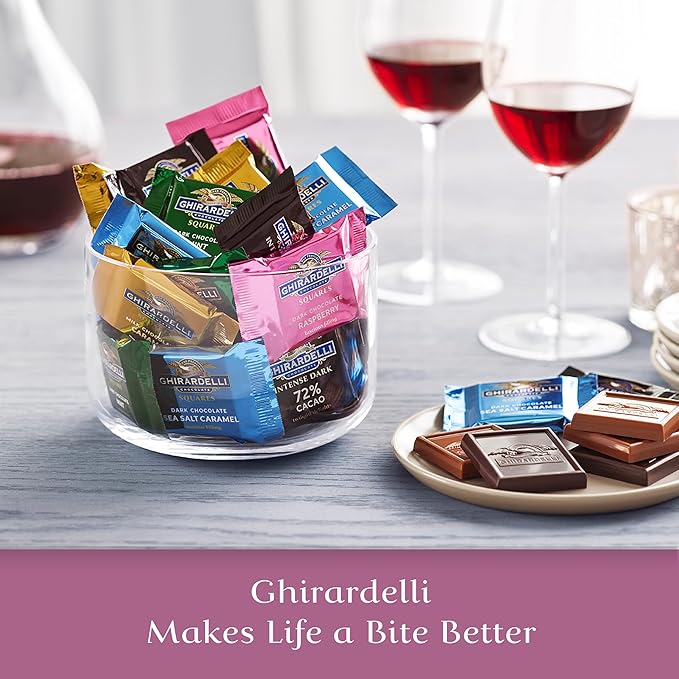 GHIRARDELLI Dark Chocolate Raspberry SQUARES Case Pack (430 ct) Premium Individually Wrapped Dark Chocolate Candy