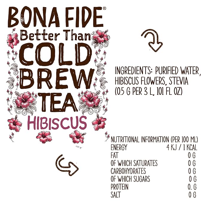 Better Than Cold Brew Hibiscus Tea 3L (101 Fl Oz) Bag in Box with Tap | Bold Tangy &amp Lightly Sweetened | Eco-Friendly Packaging