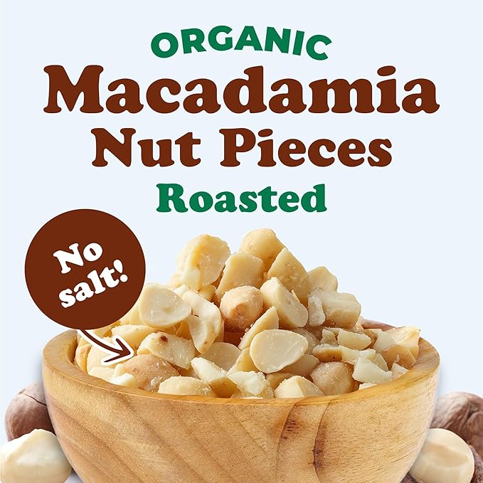 Food to Live Organic Dry Roasted Macadamia Nuts Halves and Pieces 1 Pound – Oven Toasted Unsalted Snack Great for Baking and as Topping for Salads. Non-GMO Vegan Kosher Bulk