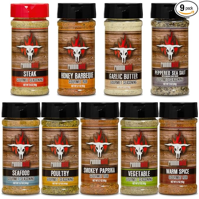 Full Classic Seasoning Kit for Every Meal | Made in the USA using Natural Flavors and No Fillers | Premium Rubs and Spices for Meats and Veggies | Runnin’ Wild Foods