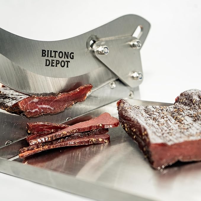 Biltong Depot Stainless Steel Biltong Cutter + Original Biltong Slab (8oz) | Gift Pack | Air-Dried Beef Jerky Snack | High Protein | Keto &amp Paleo Friendly | Zero Sugar | Gluten Free | No Artificia
