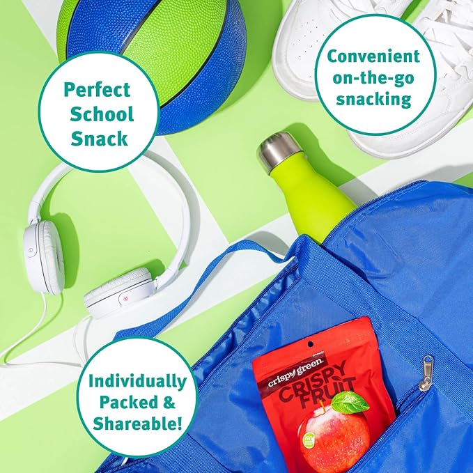 Crispy Green Freeze-Dried Apple Fruit Snacks 0.53 Oz (Pack of 12) 100% Pure Fruit All-Natural No Added Sugar Single-Serve Bags for Healthy Snacks &amp School Lunches