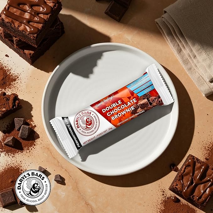 Daryl's Bars Double Chocolate Brownie On the Go Whey Protein Bars Gluten Free Protein Snack Meal Replacement Pack of 2