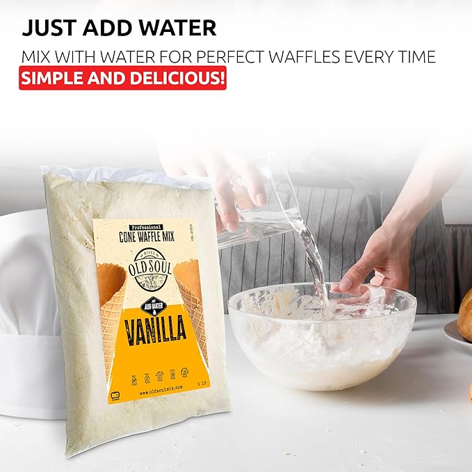 OLDSOUL Professional Cone Waffle Mix | Vanilla Flavour | Batter Mix | 10 Lbs | 224 Waffles (10 Lbs Traditional)