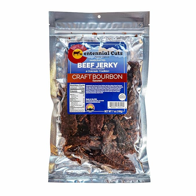 Centennial Cuts Beef Jerky – Craft Bourbon – High Protein Sweet &amp Savory Bourbon Flavor – 7 oz Snack