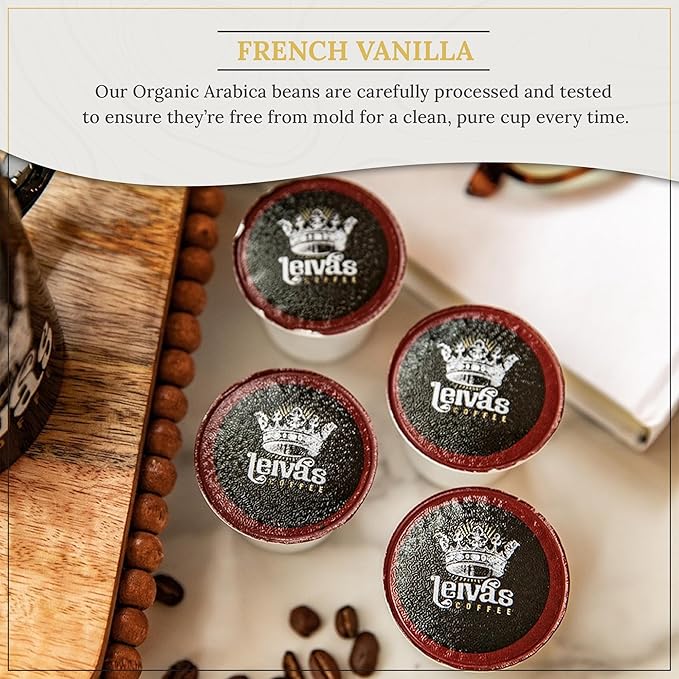 Leiva’s Guatemalan Single Serve K-cups Coffee Pods (22 Count) – Small Batch French Vanilla Flavor Capsules - Rich Bold &amp Balanced Flavor - Single Serve Pods for Keurig Coffee Machine - 0.35 Oz C