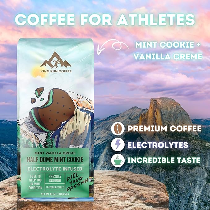 Long Run Coffee – Hydrating Coffee with Electrolytes – All Natural Energy + Hydration + Recovery for Athletes – Stomach Friendly Electrolyte Coffee for Runners (5 lb Mint Cookie)