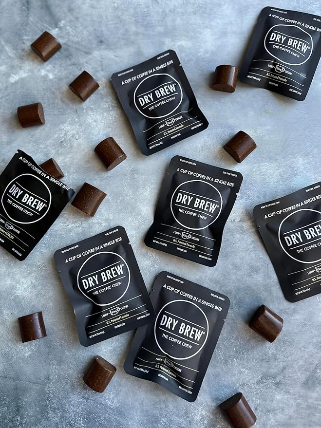 Dry Brew Coffee in a Bite Chewy Ready to Eat 65mg Caffeine each Non-dairy Creamer - 15 Bites