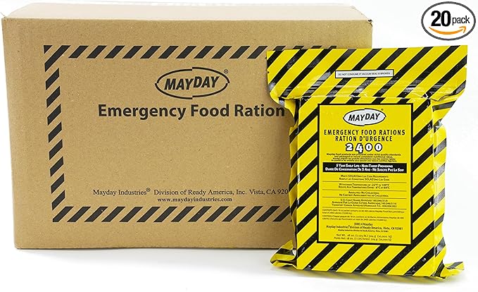 Mayday Emergency Food Bars 2400 Calorie Meal Replacement Bars 5 Year Shelf Life Nutrient Dense Food Rations for Disaster Preparedness Earthquake Fire Flood Leak-Proof Pouches Highly Storable an