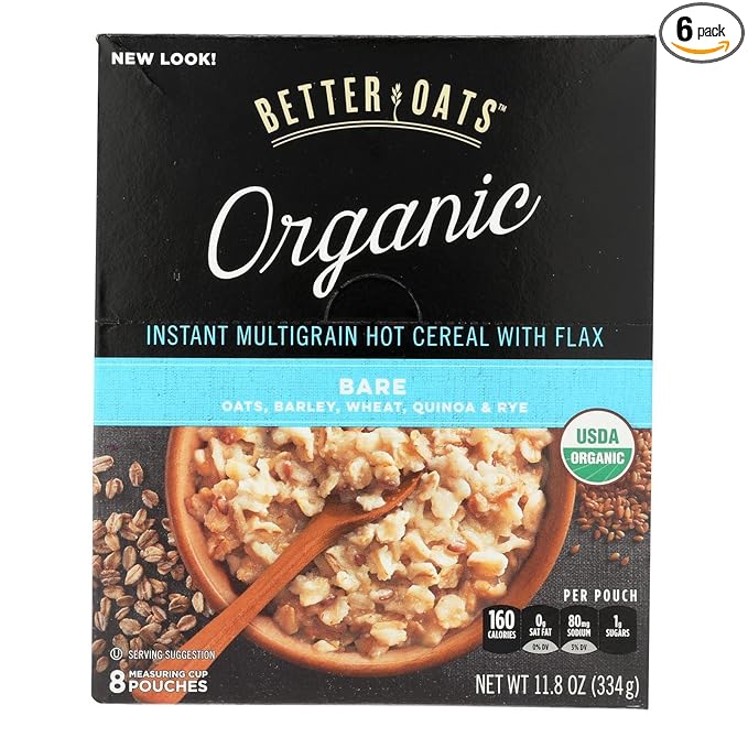 Better Oats Organic Instant Multigrain Hot Cereal - Bare - Case of 6 - 11.8 oz.
