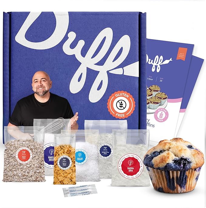 Baketivity x Duff Goldman Gluten Free Blueberry Streusel Muffins Baking Kit with Pre-Measured Ingredients for Kids Family Activity Set