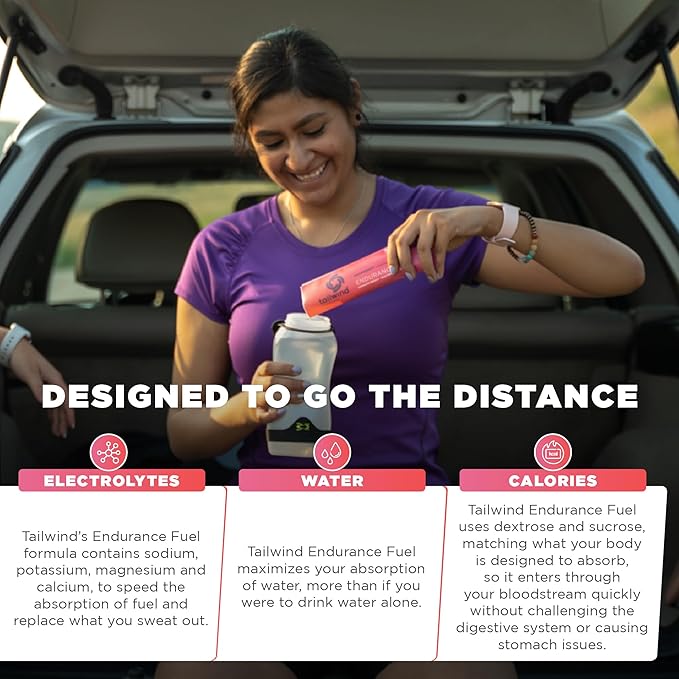 Tailwind Nutrition Endurance Fuel Carbohydrate &amp Electrolyte Sports Drink Mix Powder Gluten-Free Vegan Raspberry Buzz 50 Servings (Caffeinated)