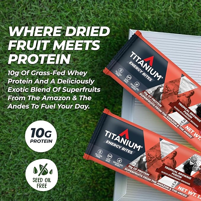 TITANIUM Protein Energy Bars - Fruit Bars with Dried Superfruits Quinoa 10g Of Protein Chocolate Chip - Alternative To Cliff Bars - Snack Bars Healthy Food - Camping Snacks Hiking Food - Healthy