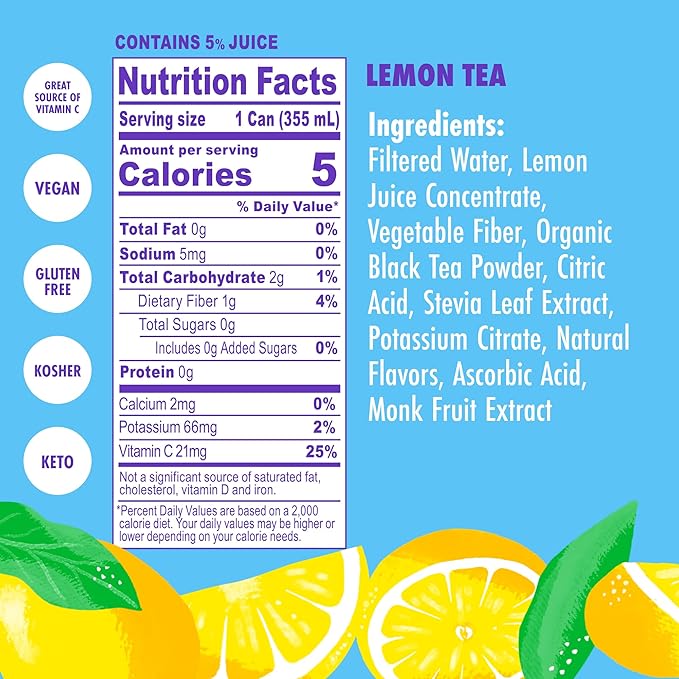 Swoon Lemon Tea - Sugar Free Low Carb Paleo-Friendly Gluten Free - Flavored Keto Drinks Made with Organic Black Tea and Sweetened by Monk Fruit and Stevia (Pack of 12)