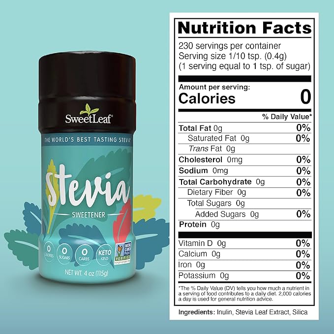 SweetLeaf Stevia Powder Shaker Jar - Zero Calorie Sweetener with Stevia Leaf Extract No Artificial Sweetener Additives Sugar Free Keto Friendly Non GMO Gluten Free - 4 Oz (Pack of 3)