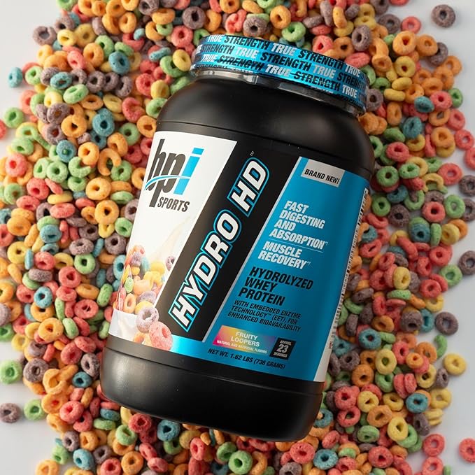 BPI Sports Hydro HD - 100% Hydrolyzed Whey Protein Powder - Muscle Growth Recovery 25g of Hydrolyzed Protein Low Carb Low Sugar Fast Absorbing (68 Servings Fruity Loopers)