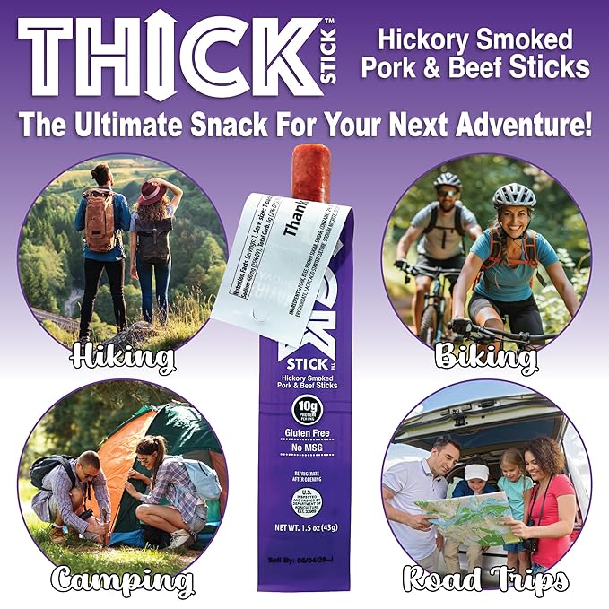 THICK STICK - STONERIDGE OLD-FASHIONED QUALITY TERIYAKI - Hickory Smoked Pork and Beef Snack Sticks Gluten Free No MSG 15 Count THICK 1.5 oz Sticks High Protein Soy Free 15 Count