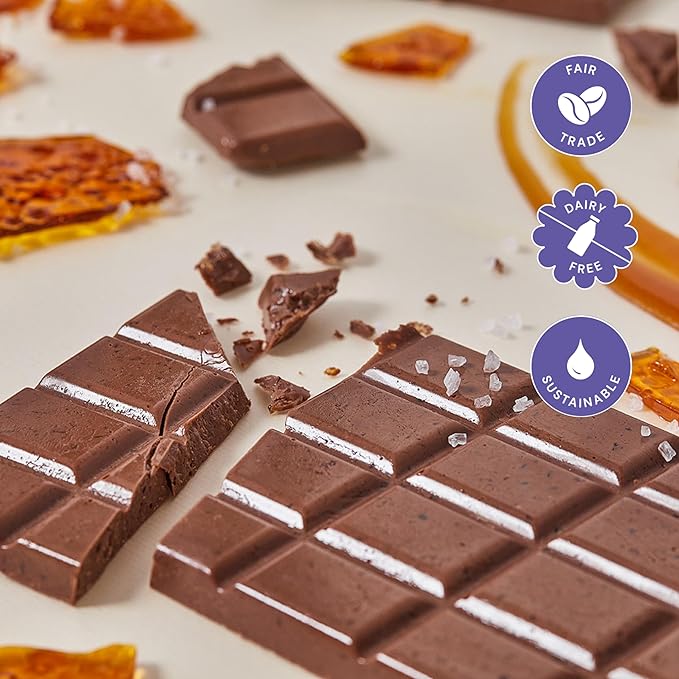7th Heaven Vegan Oat Milk Chocolate Bars: Caramel and Sea Salt - (3.5 oz - 4 Pack) Healthy Chocolate Perfect Valentines Gift For Your Loved Ones 100% Dairy Free Non GMO Kosher Parve Cruelty Fre