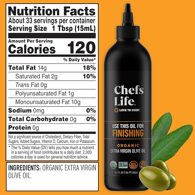 Chefs Life Organic Cooking Oil &amp Finishing Oil 2 Pack - Extra Virgin Olive and Avocado Oil EVOO Gift Set for Dipping Dressing Cooking Single Origin Non GMO - 16.9 Fl Oz (2 Bottle Gift Set)